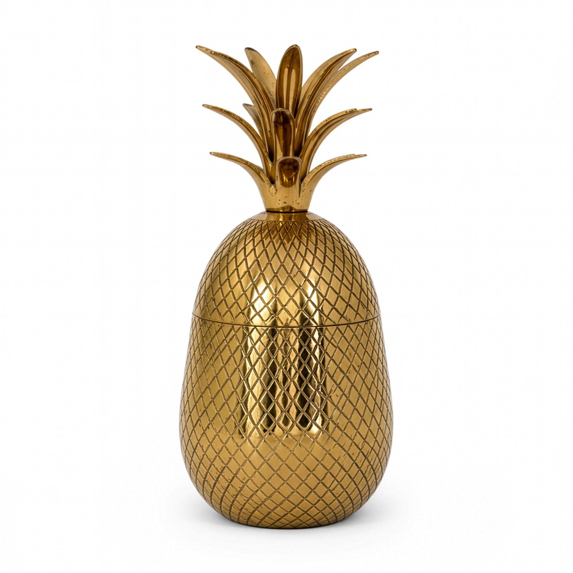 Vintage Gold-Tone Pineapple Decorative Box with Textured Finish — image 2