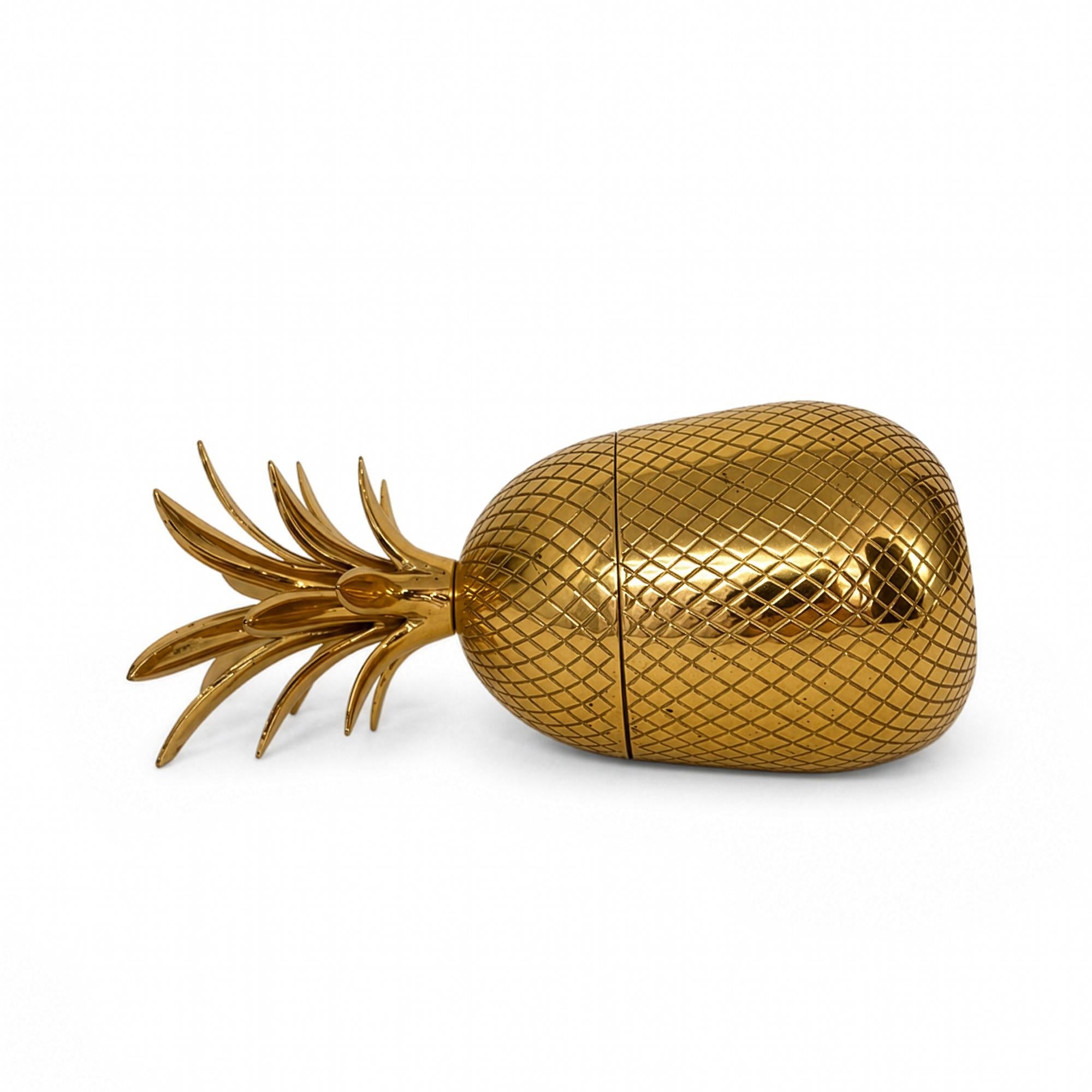 Vintage Gold-Tone Pineapple Decorative Box with Textured Finish — image 3