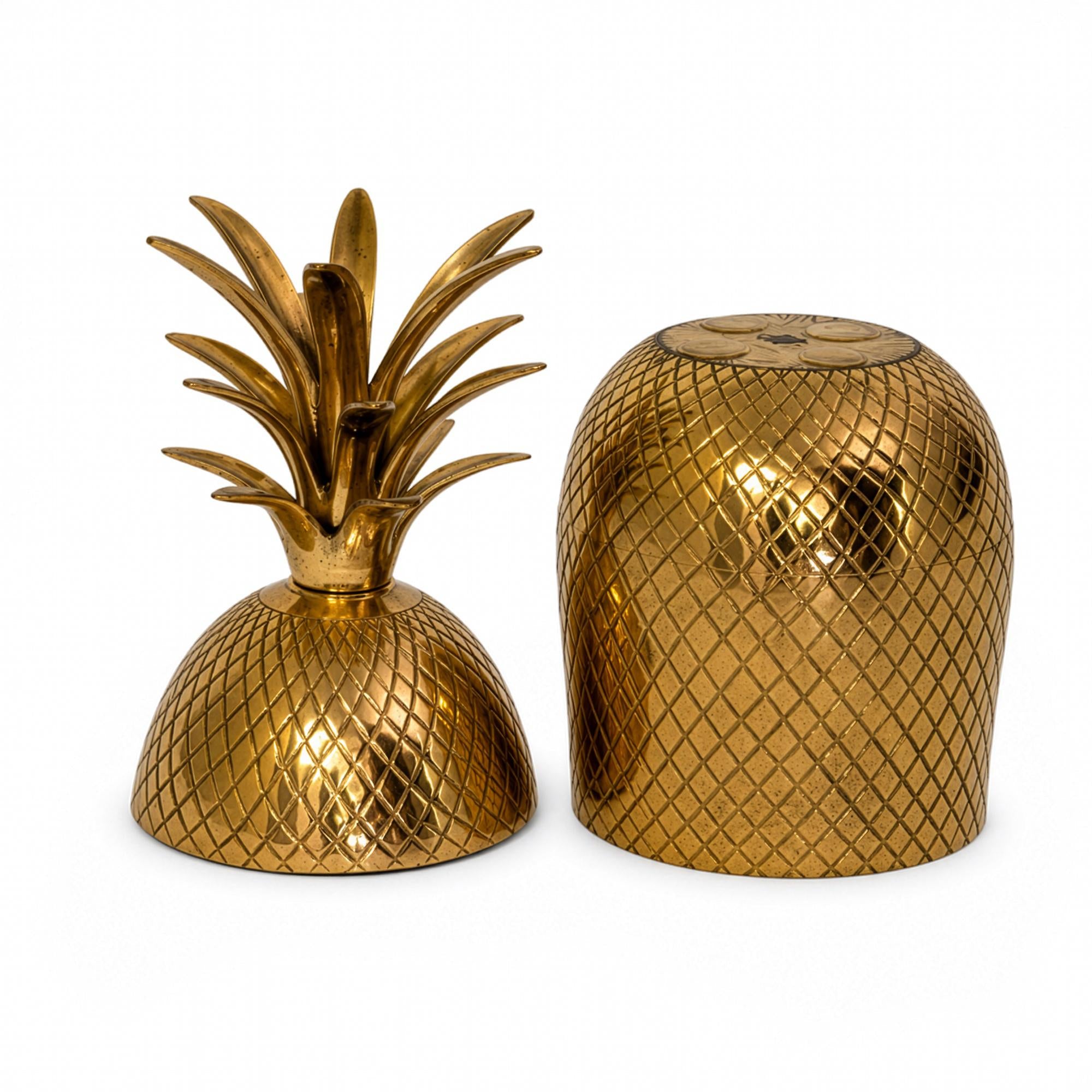 Vintage Gold-Tone Pineapple Decorative Box with Textured Finish — image 5