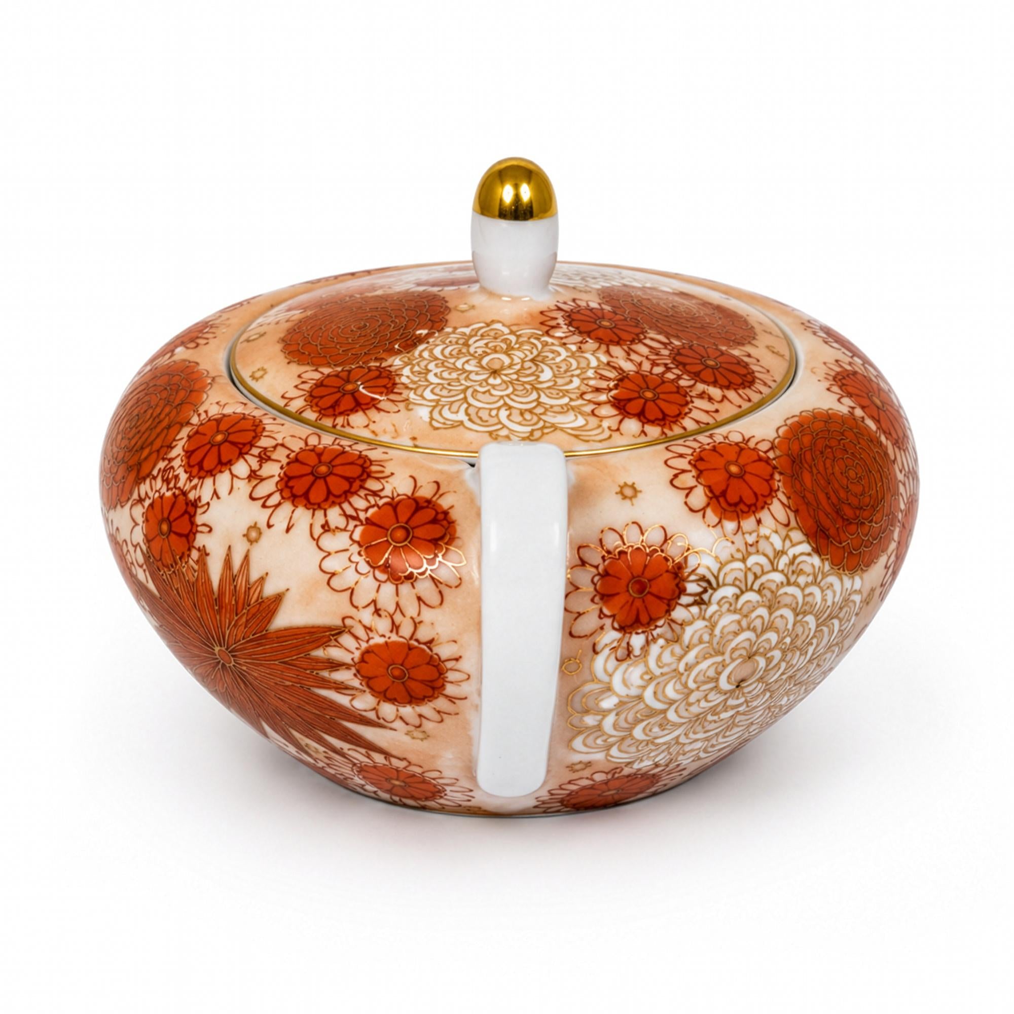 Vintage Japanese Hand-Painted Porcelain Tea Set with Floral Motif — image 5