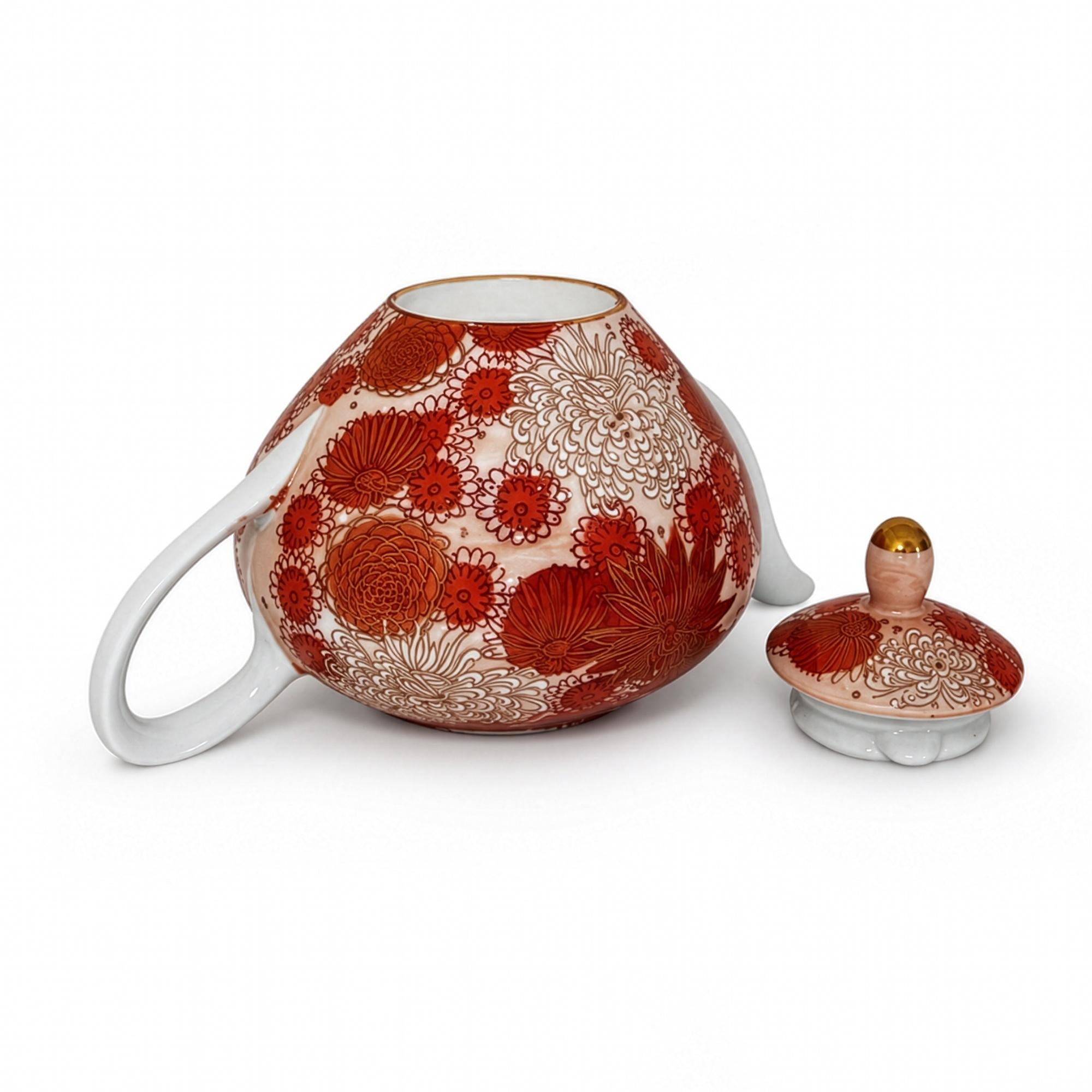 Vintage Japanese Hand-Painted Porcelain Tea Set with Floral Motif — image 12