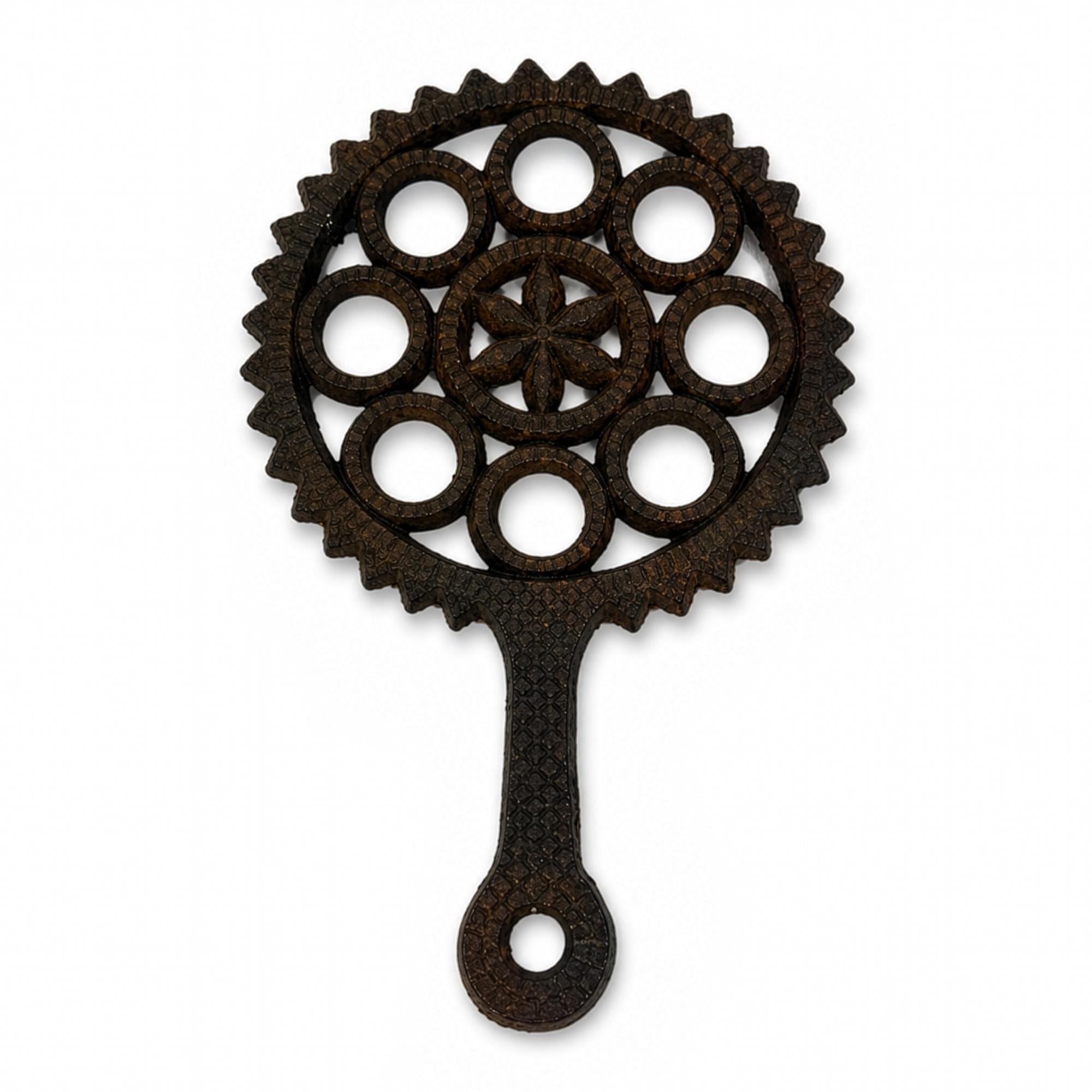 Set of 7 Vintage Cast Iron Wall Sculptures, Decorative Trivets — image 3