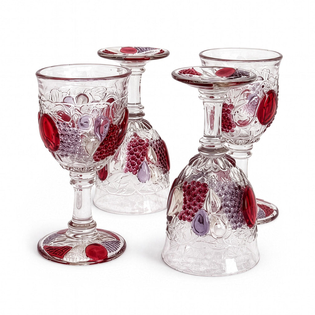 Set of Four Vintage Westmoreland Della Robbia Ruby Flashed Goblets — image 2