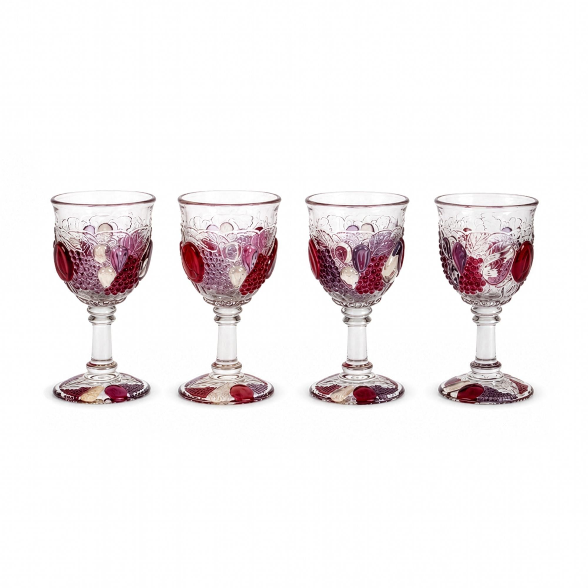 Set of Four Vintage Westmoreland Della Robbia Ruby Flashed Goblets — image 3