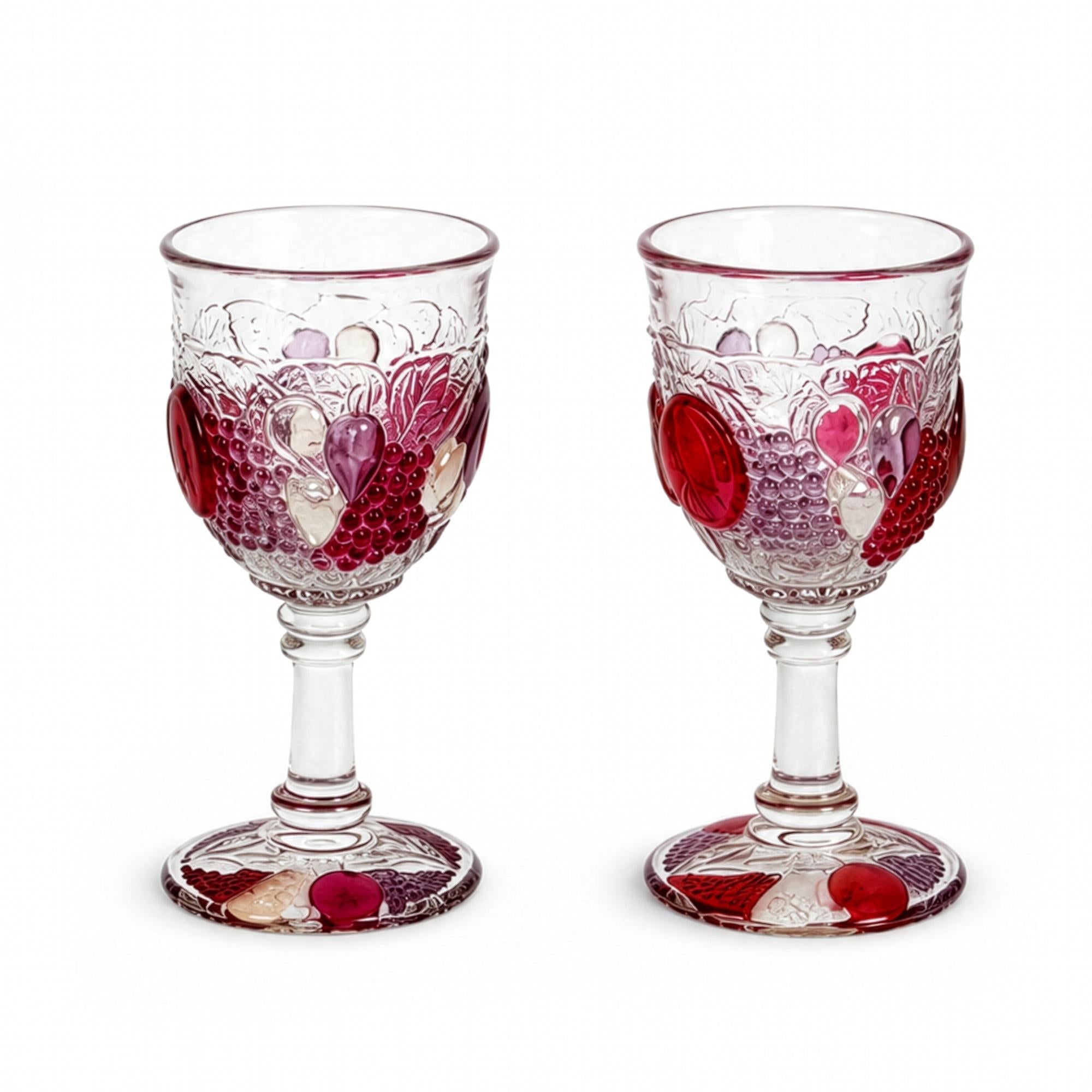 Set of Four Vintage Westmoreland Della Robbia Ruby Flashed Goblets — image 4