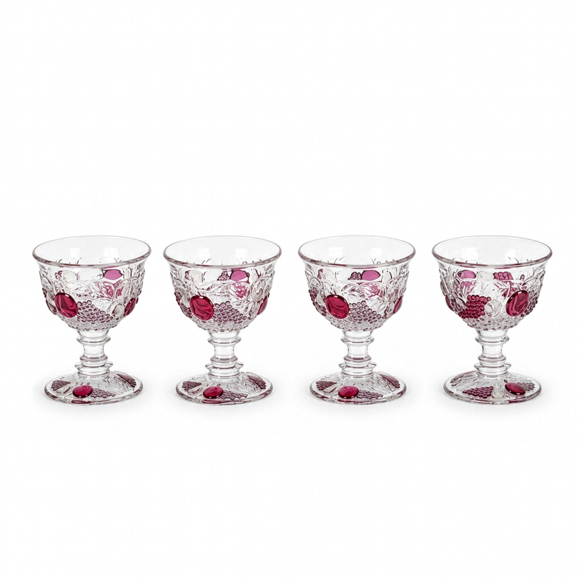 Vintage Westmoreland Della Robbia Sherbet Cups Set, Ruby Glass, 1960 — image 2