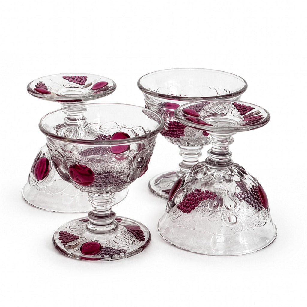 Vintage Westmoreland Della Robbia Sherbet Cups Set, Ruby Glass, 1960 — image 3