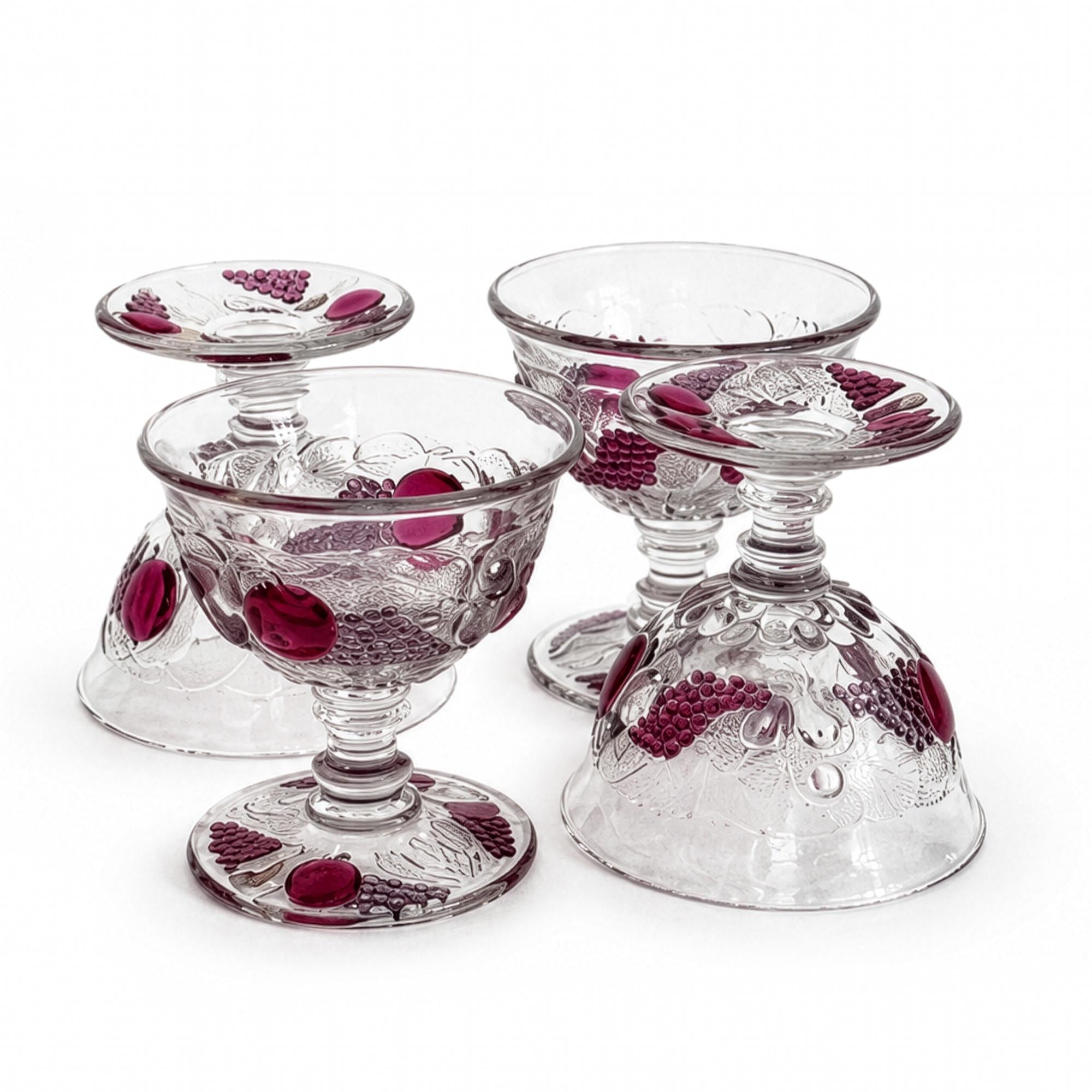 Vintage Westmoreland Della Robbia Sherbet Cups Set, Ruby Glass, 1960 — image 3