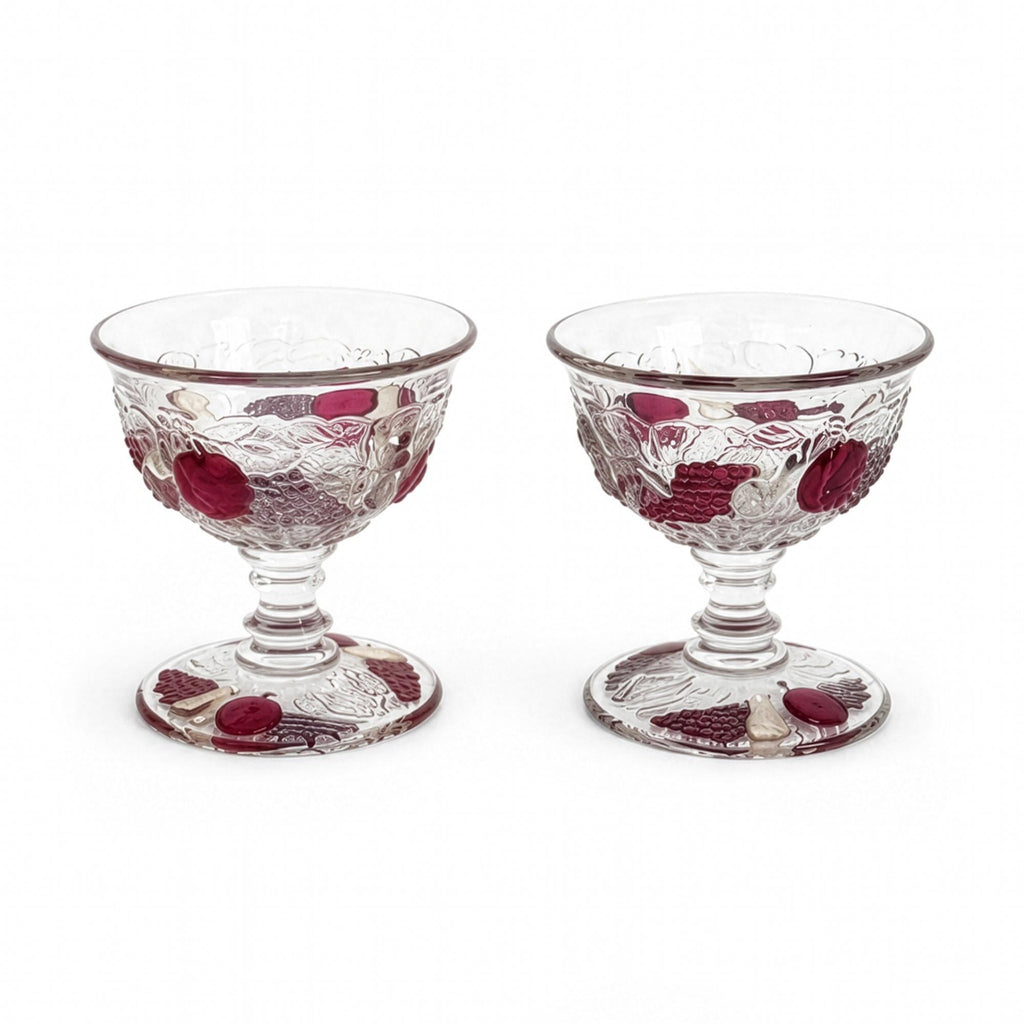 Vintage Westmoreland Della Robbia Sherbet Cups Set, Ruby Glass, 1960 — image 4