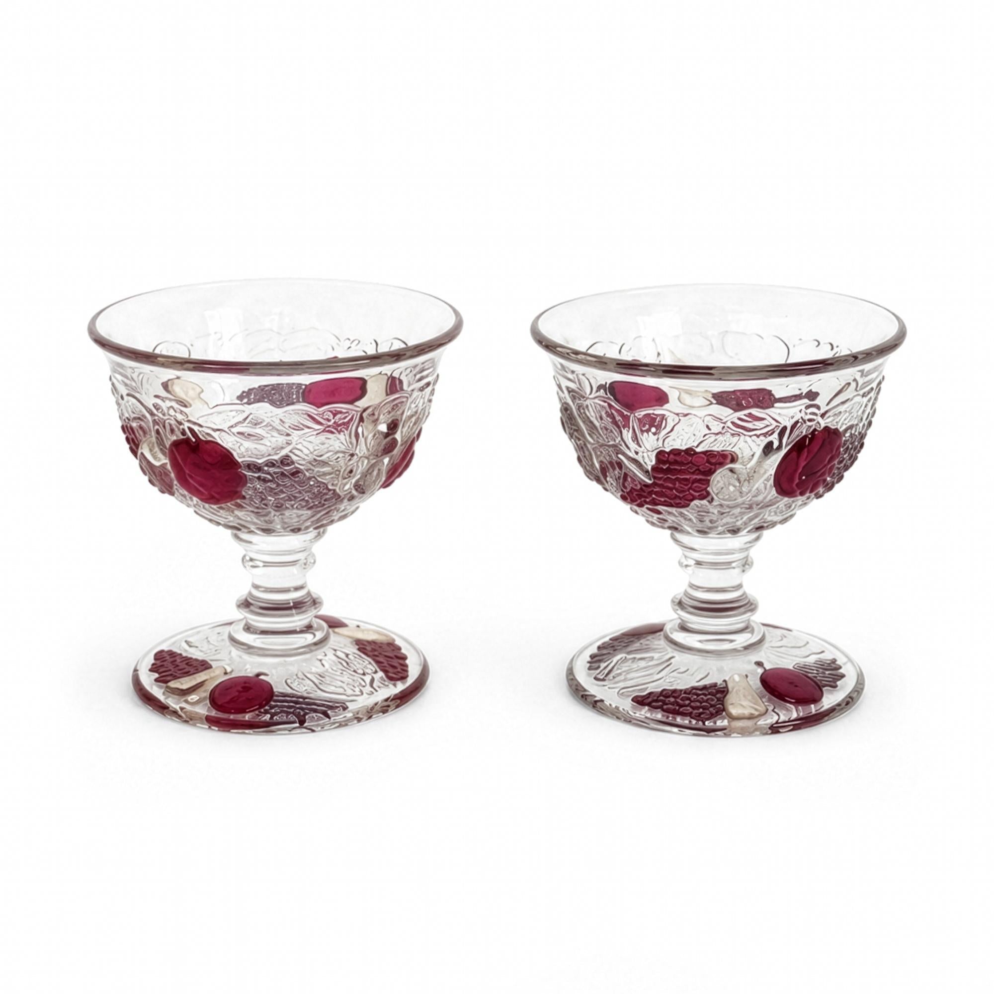Vintage Westmoreland Della Robbia Sherbet Cups Set, Ruby Glass, 1960 — image 4