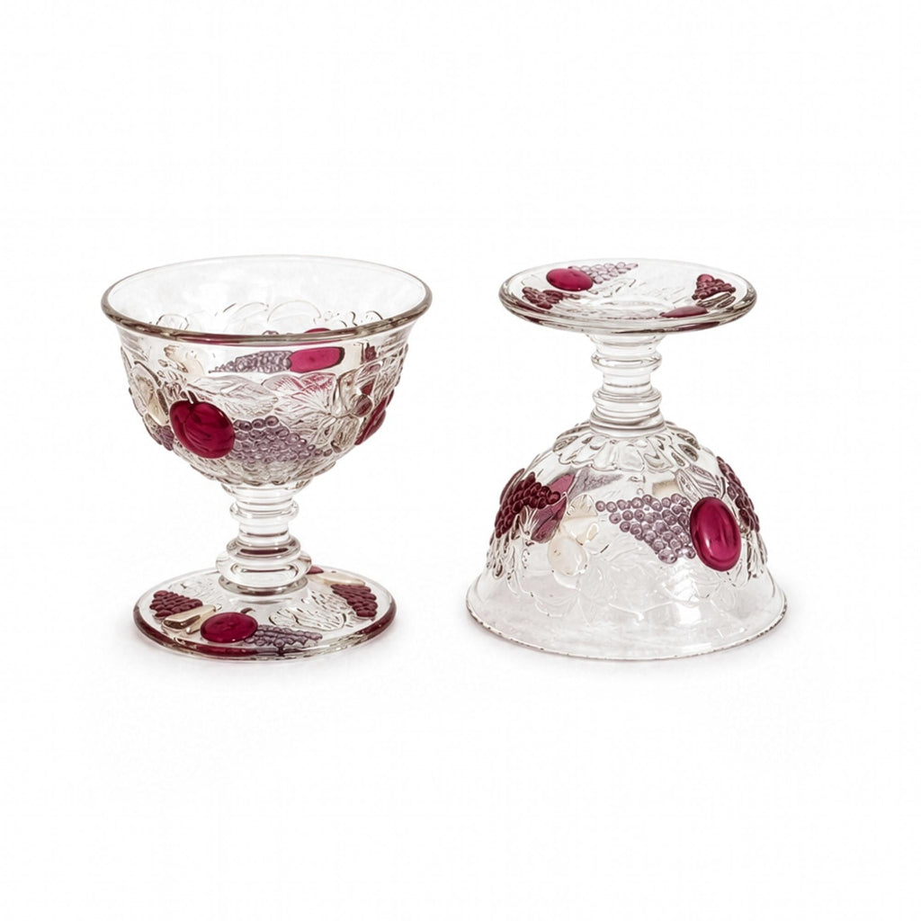 Vintage Westmoreland Della Robbia Sherbet Cups Set, Ruby Glass, 1960 — image 5