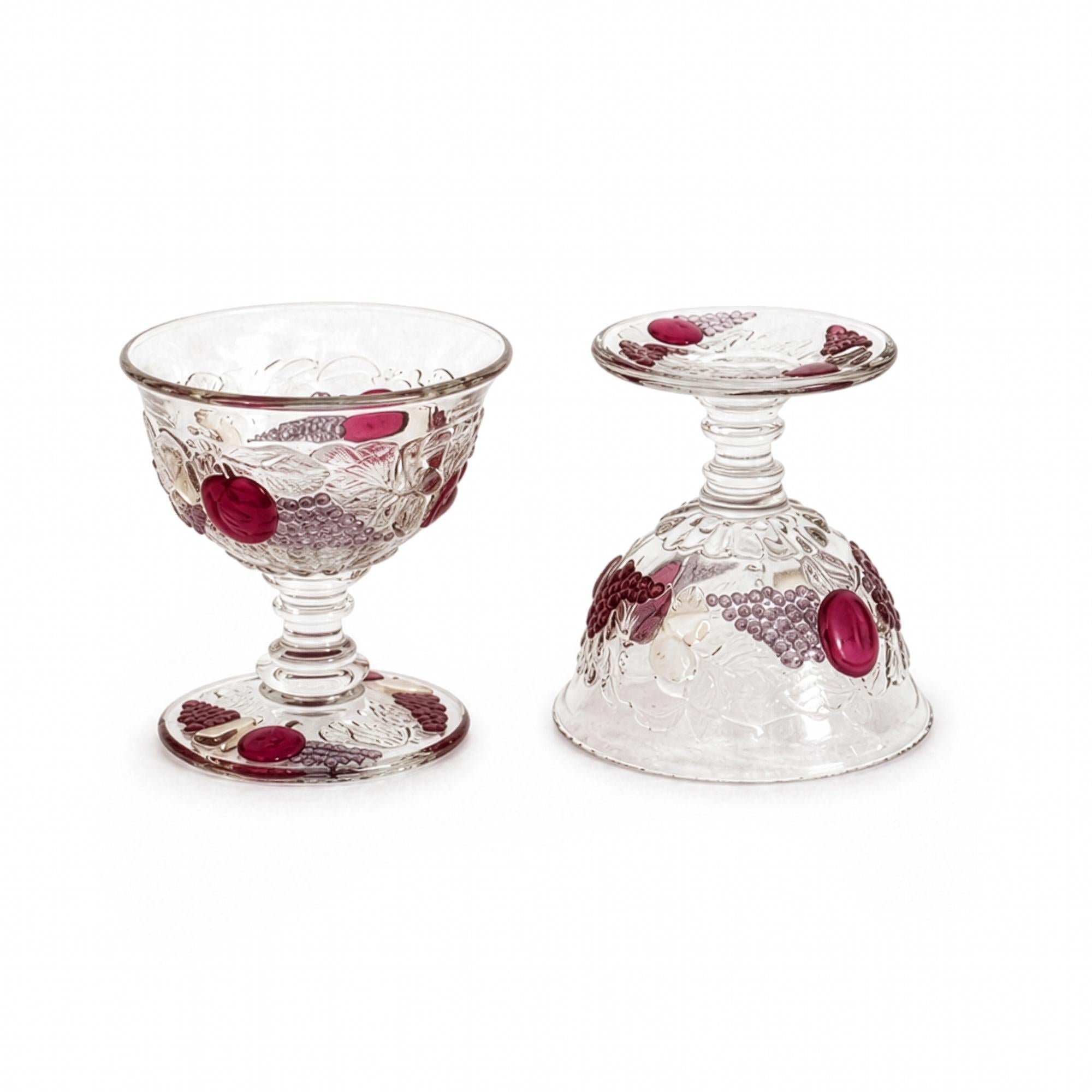 Vintage Westmoreland Della Robbia Sherbet Cups Set, Ruby Glass, 1960 — image 5