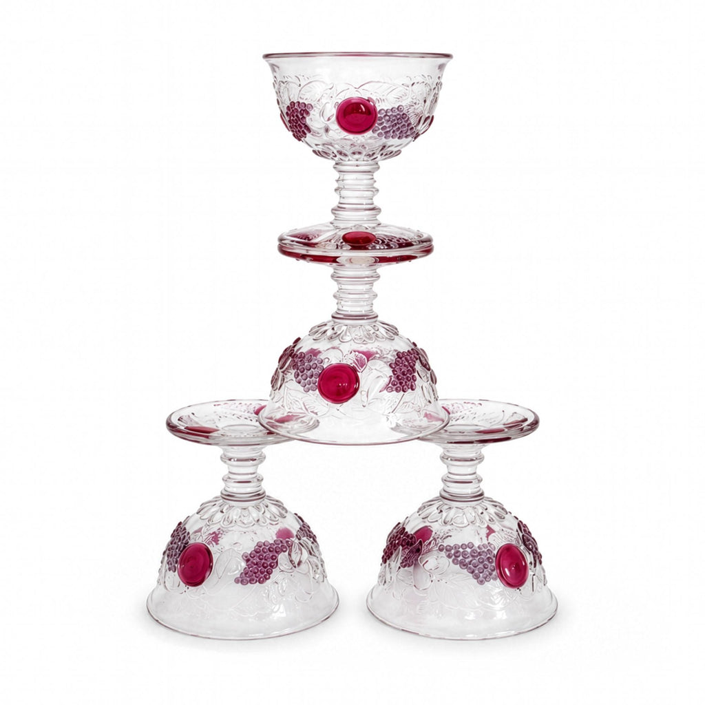 Vintage Westmoreland Della Robbia Sherbet Cups Set, Ruby Glass, 1960 — image 6