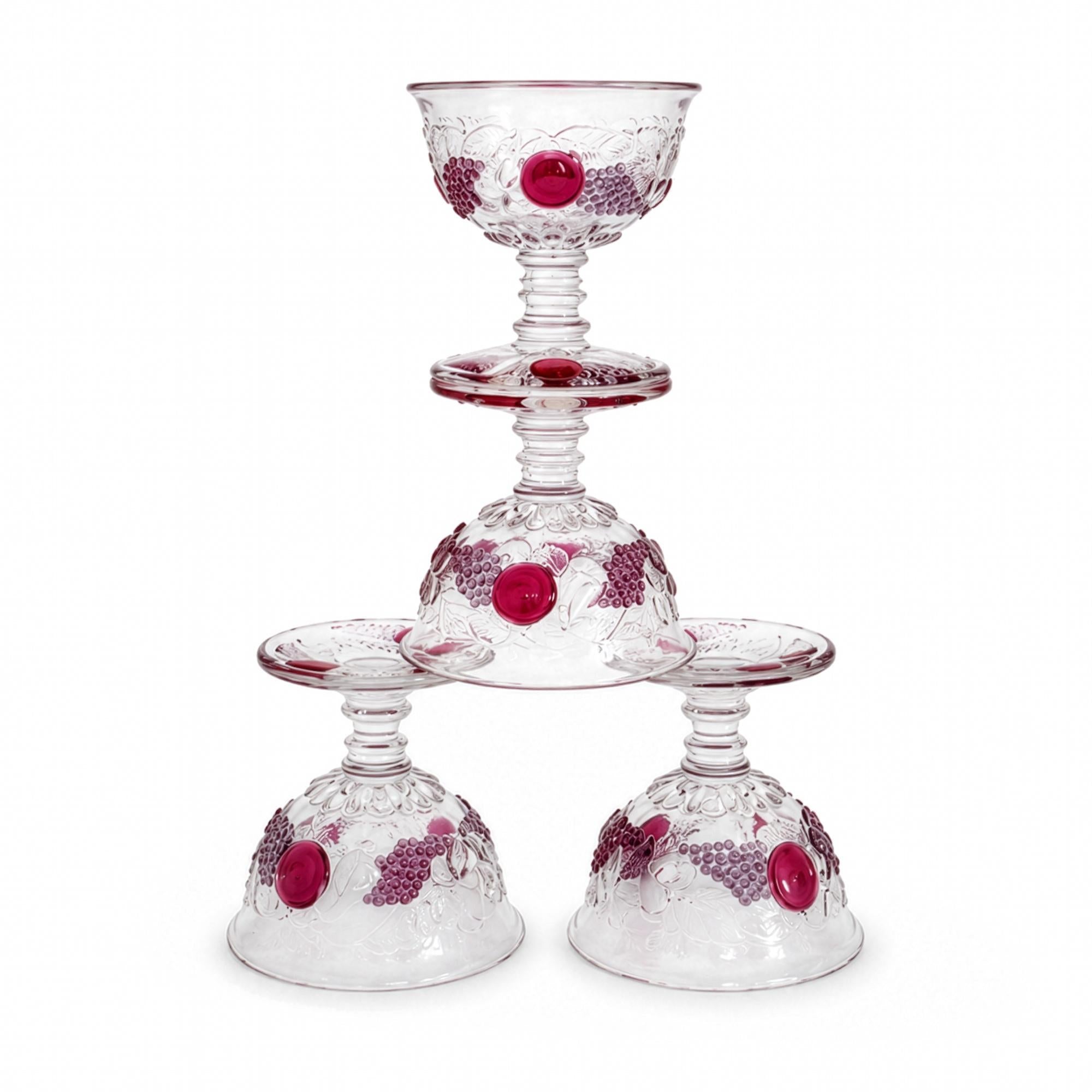 Vintage Westmoreland Della Robbia Sherbet Cups Set, Ruby Glass, 1960 — image 6