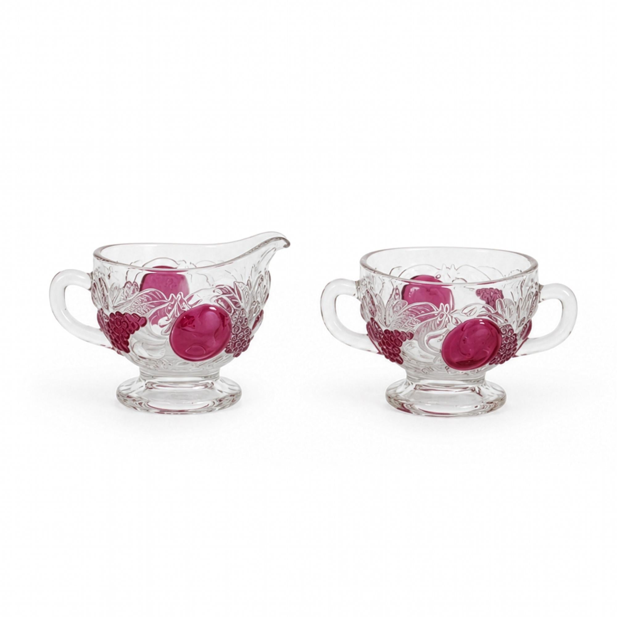 Vintage Westmoreland Della Robbia Ruby Flashed Glass Creamer and Sugar Set — image 2