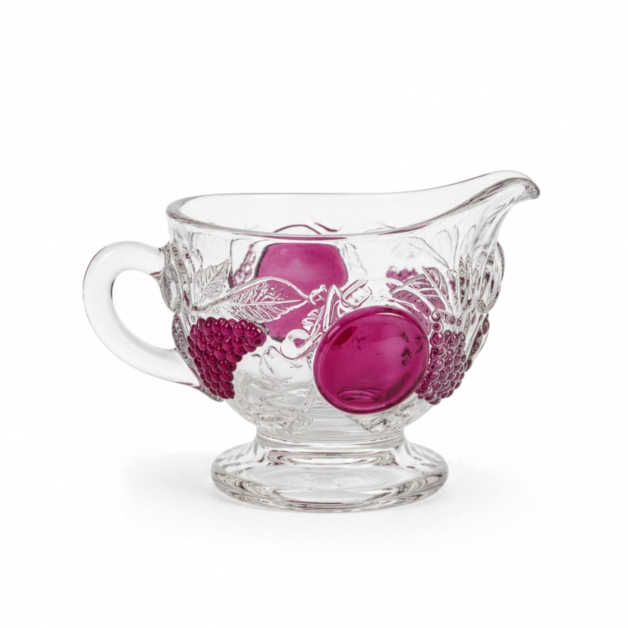 Vintage Westmoreland Della Robbia Ruby Flashed Glass Creamer and Sugar Set — image 3