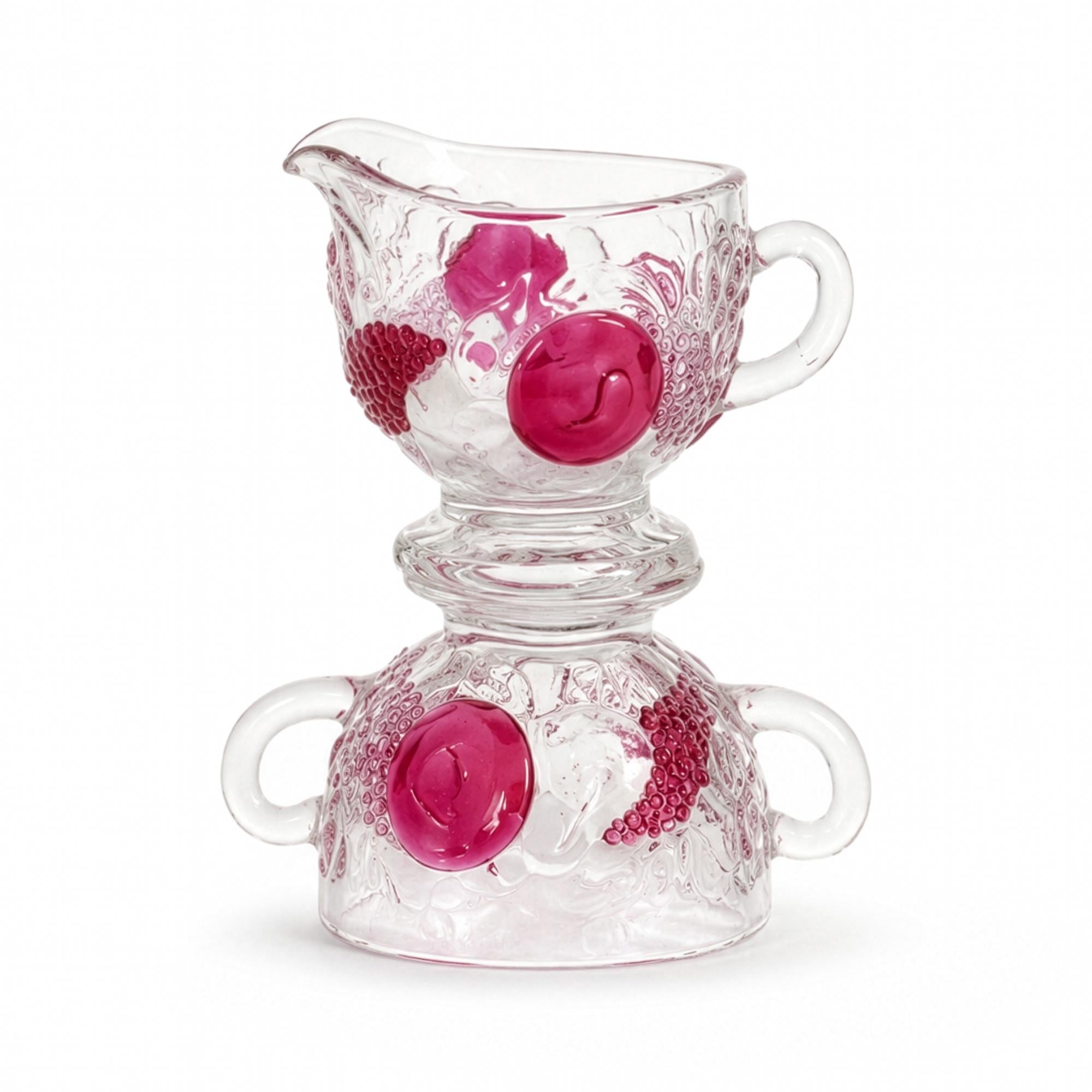 Vintage Westmoreland Della Robbia Ruby Flashed Glass Creamer and Sugar Set — image 13