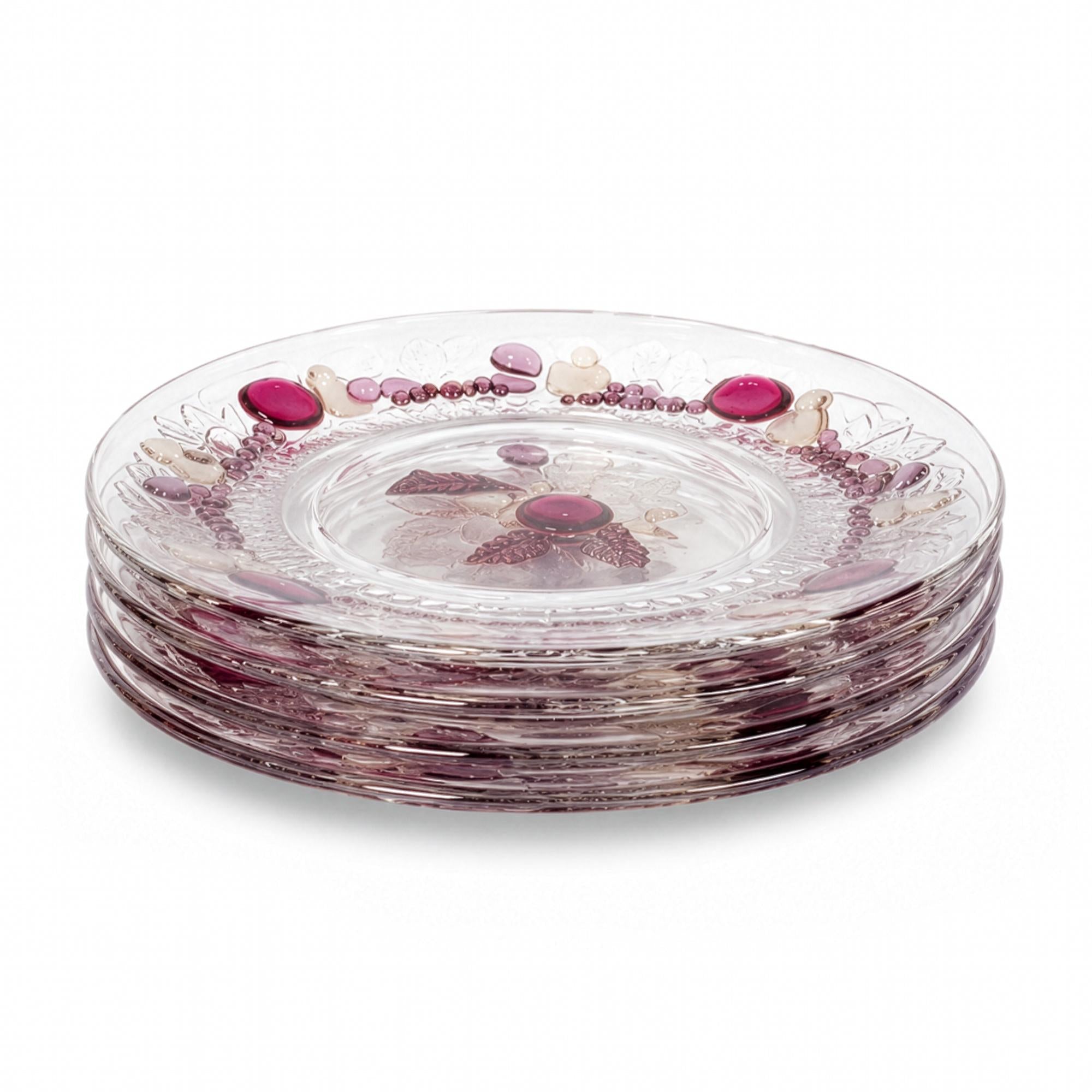 Vintage Westmoreland Della Robbia Glass Plate Set, 12 Pieces, 1960s — image 11