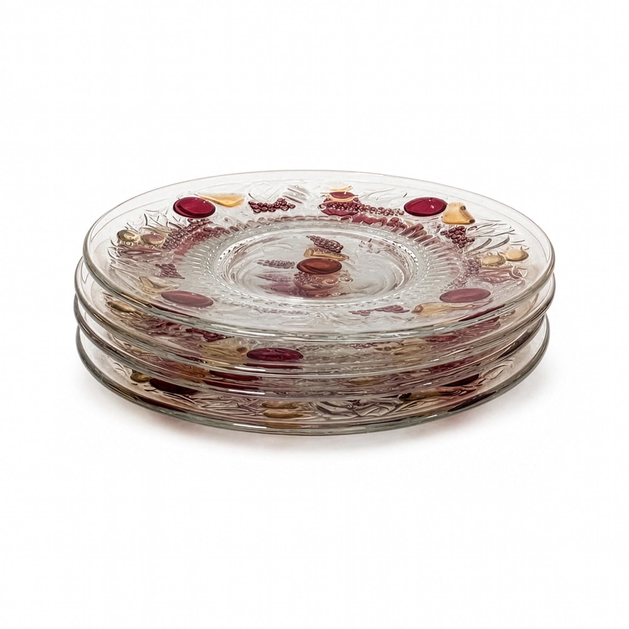 Vintage Westmoreland Della Robbia Glass Plate Set, 12 Pieces, 1960s — image 12