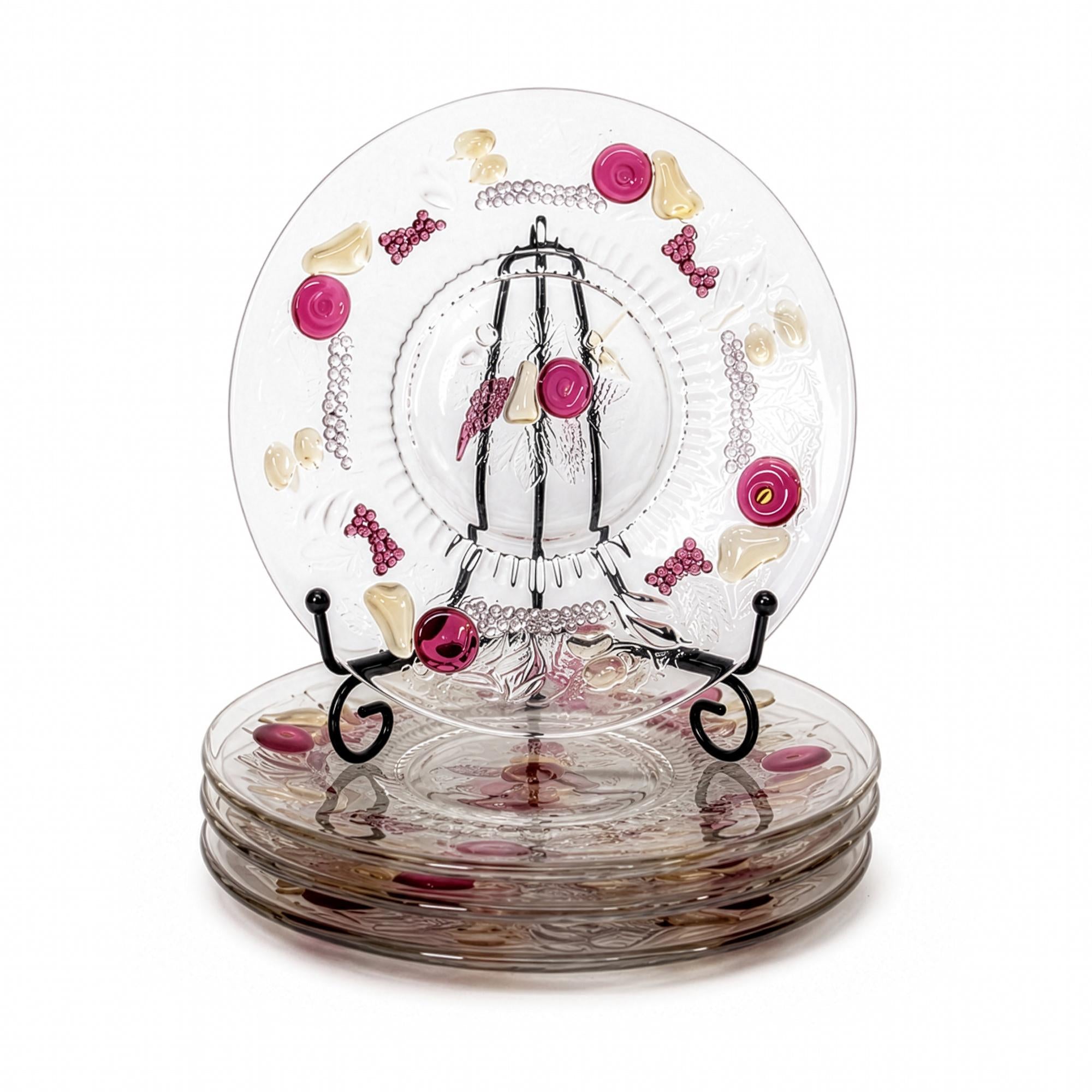 Vintage Westmoreland Della Robbia Glass Plate Set, 12 Pieces, 1960s — image 13