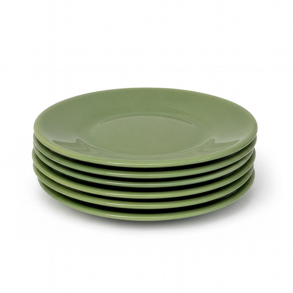 Set of Six Vintage Jadeite Glass Salad Plates, American Tableware — image 2