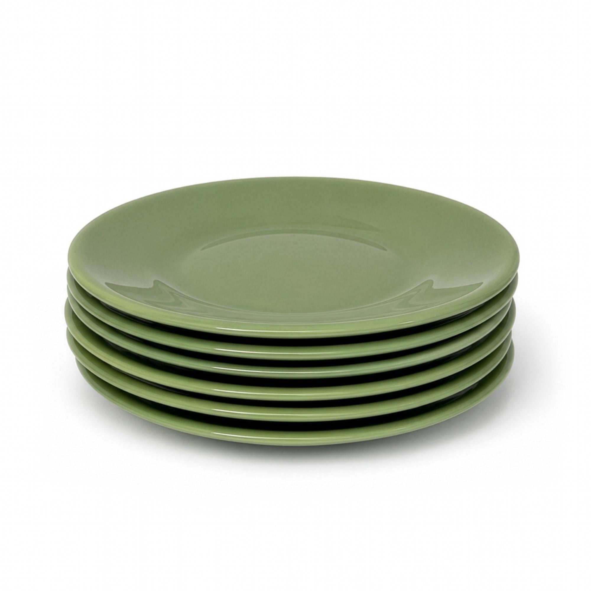 Set of Six Vintage Jadeite Glass Salad Plates, American Tableware — image 2