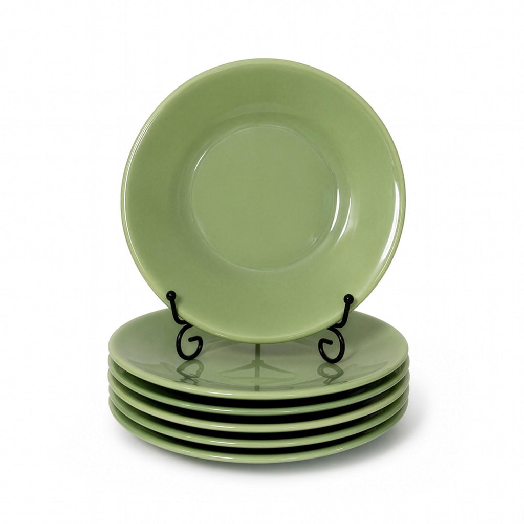 Set of Six Vintage Jadeite Glass Salad Plates, American Tableware — image 3