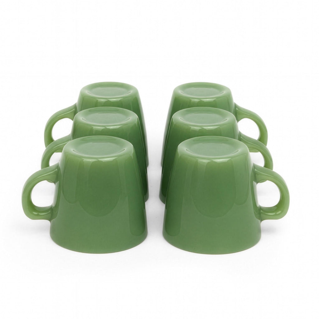 Set of Six Vintage Jadeite Glass Restaurant Mugs, American Tableware — image 4