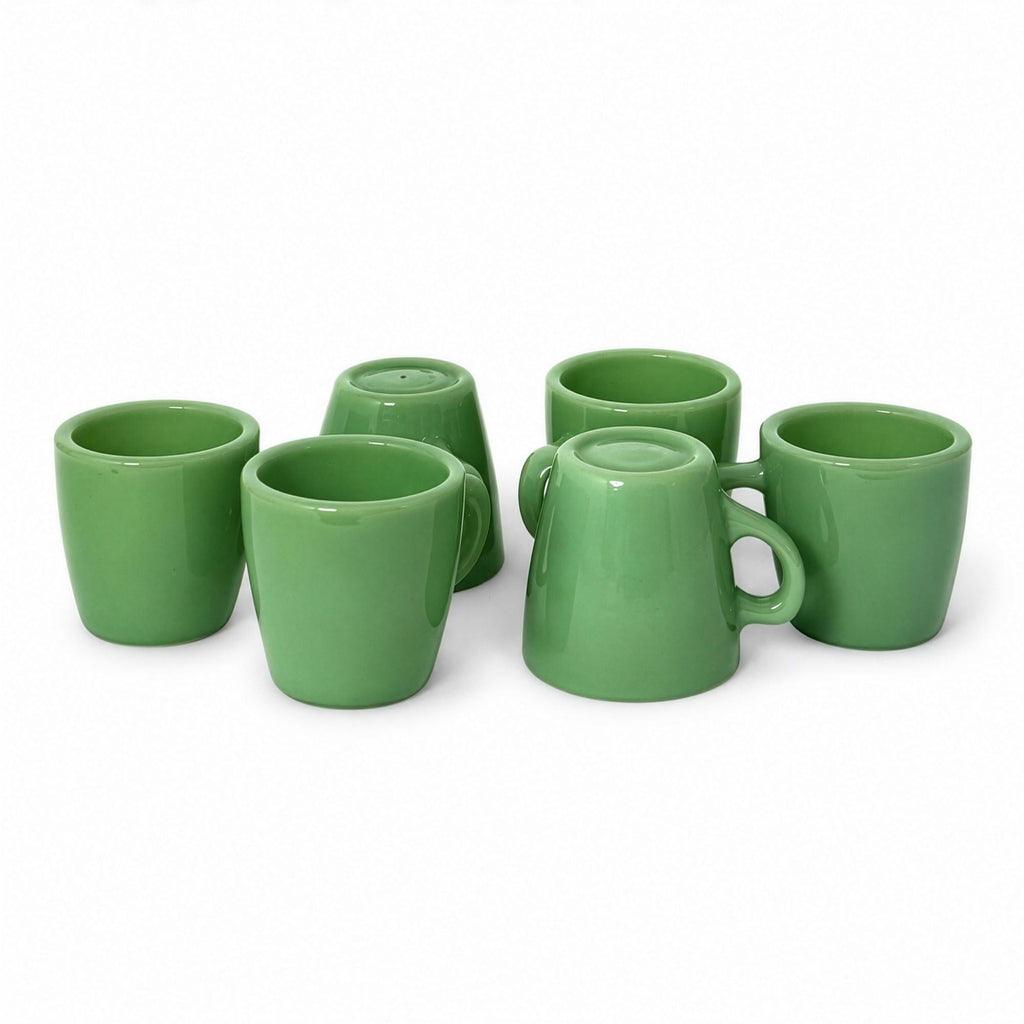 Set of Six Vintage Jadeite Glass Restaurant Mugs, American Tableware — image 5