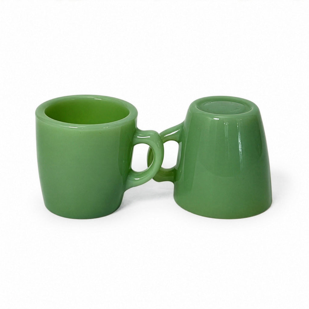 Set of Six Vintage Jadeite Glass Restaurant Mugs, American Tableware — image 3