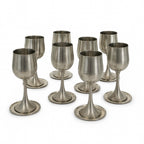 Vintage Pewter Wine Goblet Set of Eight with Coasters, 1960s Design