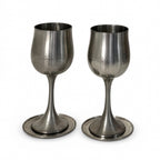 Vintage Pewter Wine Goblet Set of Eight with Coasters, 1960s Design