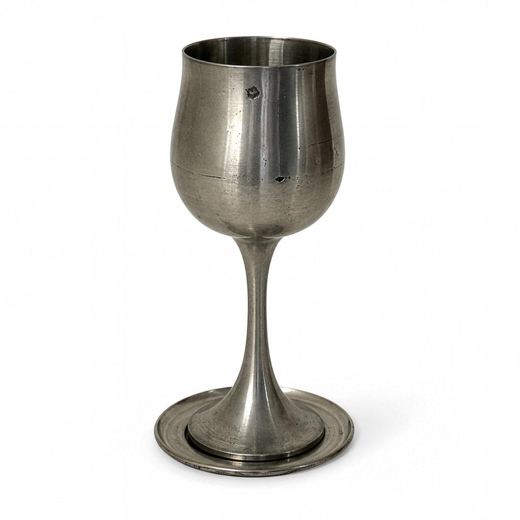 Vintage Pewter Wine Goblet Set of Eight with Coasters, 1960s Design