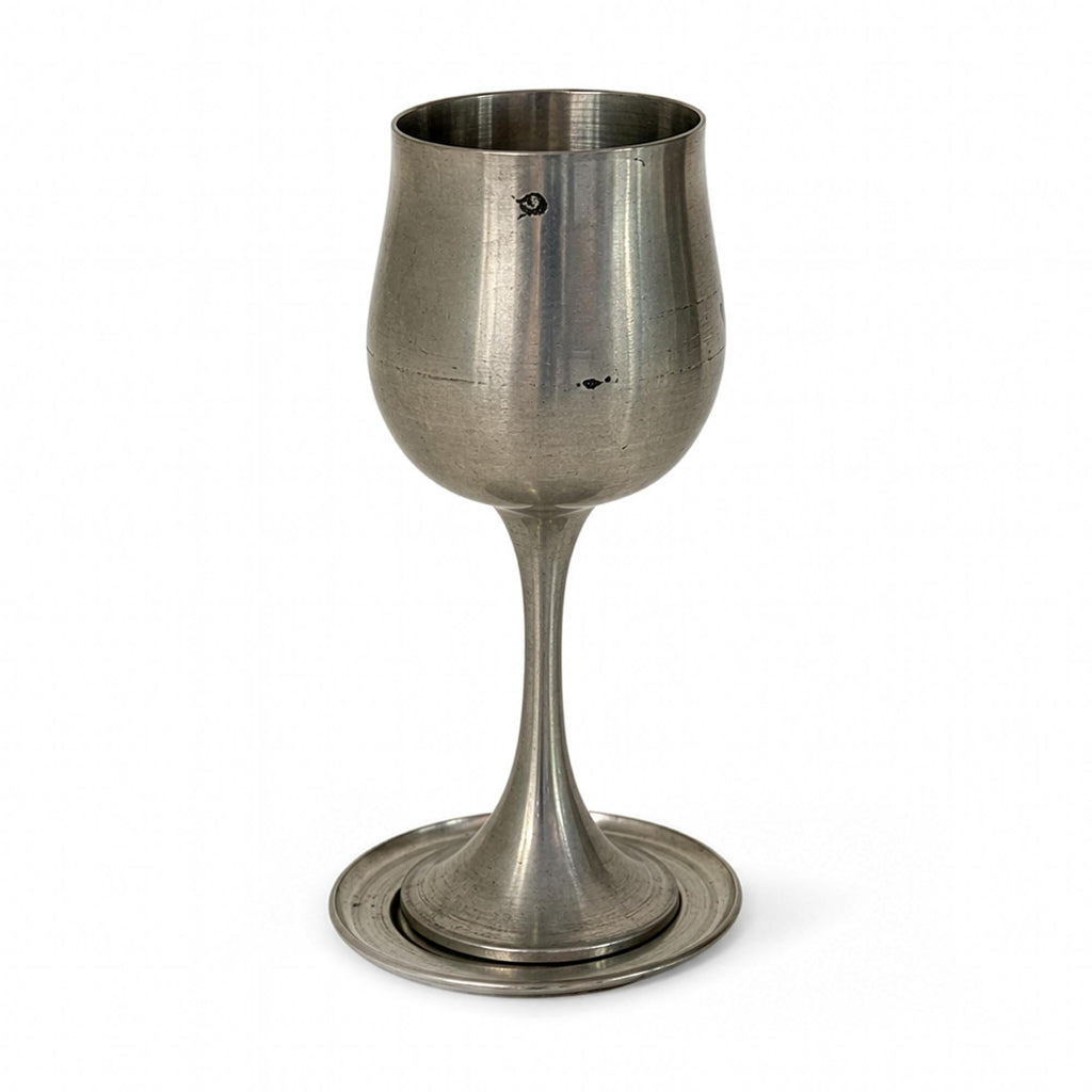 Vintage Pewter Wine Goblet Set of Eight with Coasters, 1960s Design