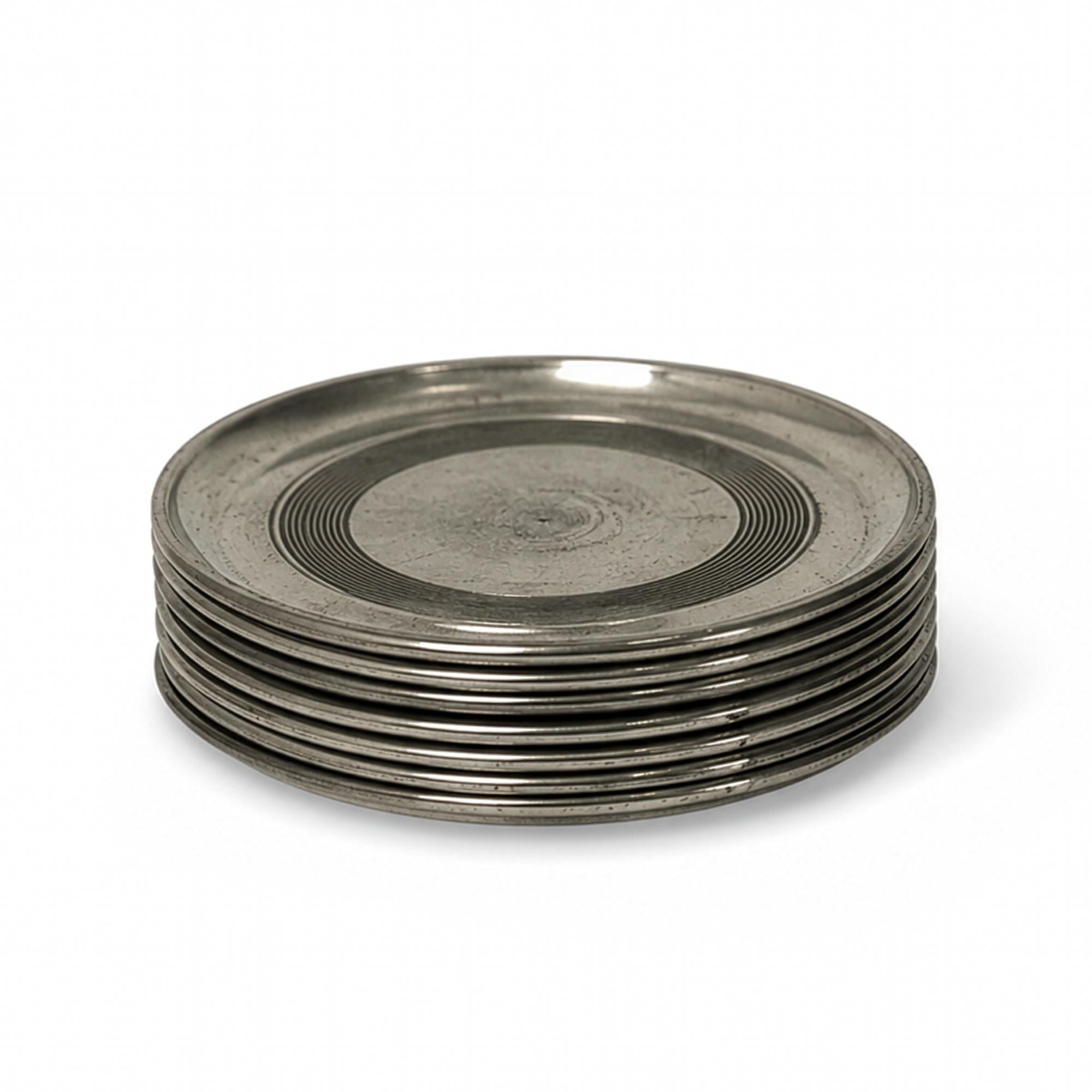 Vintage Pewter Wine Goblet Set of Eight with Coasters, 1960s Design