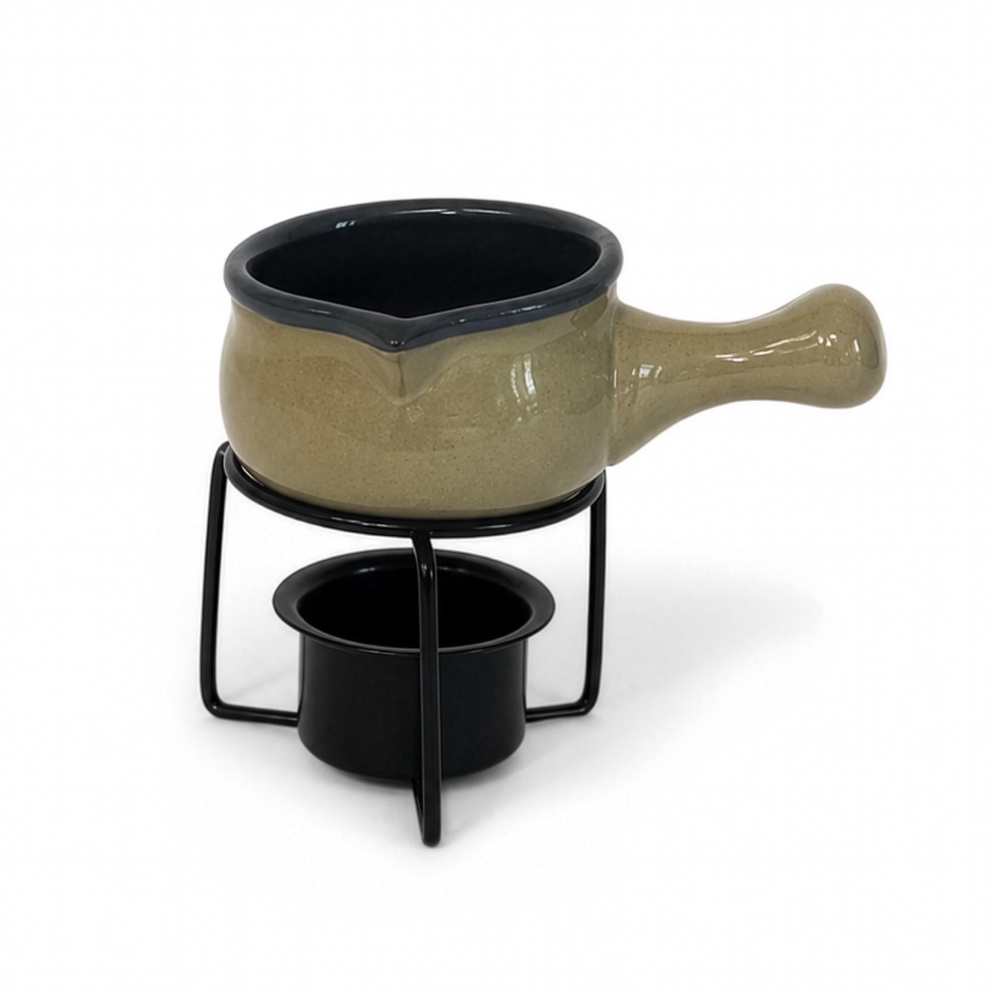 Vintage Stoneware Butter Warmers Set of Four with Metal Stands, 1970s — image 2