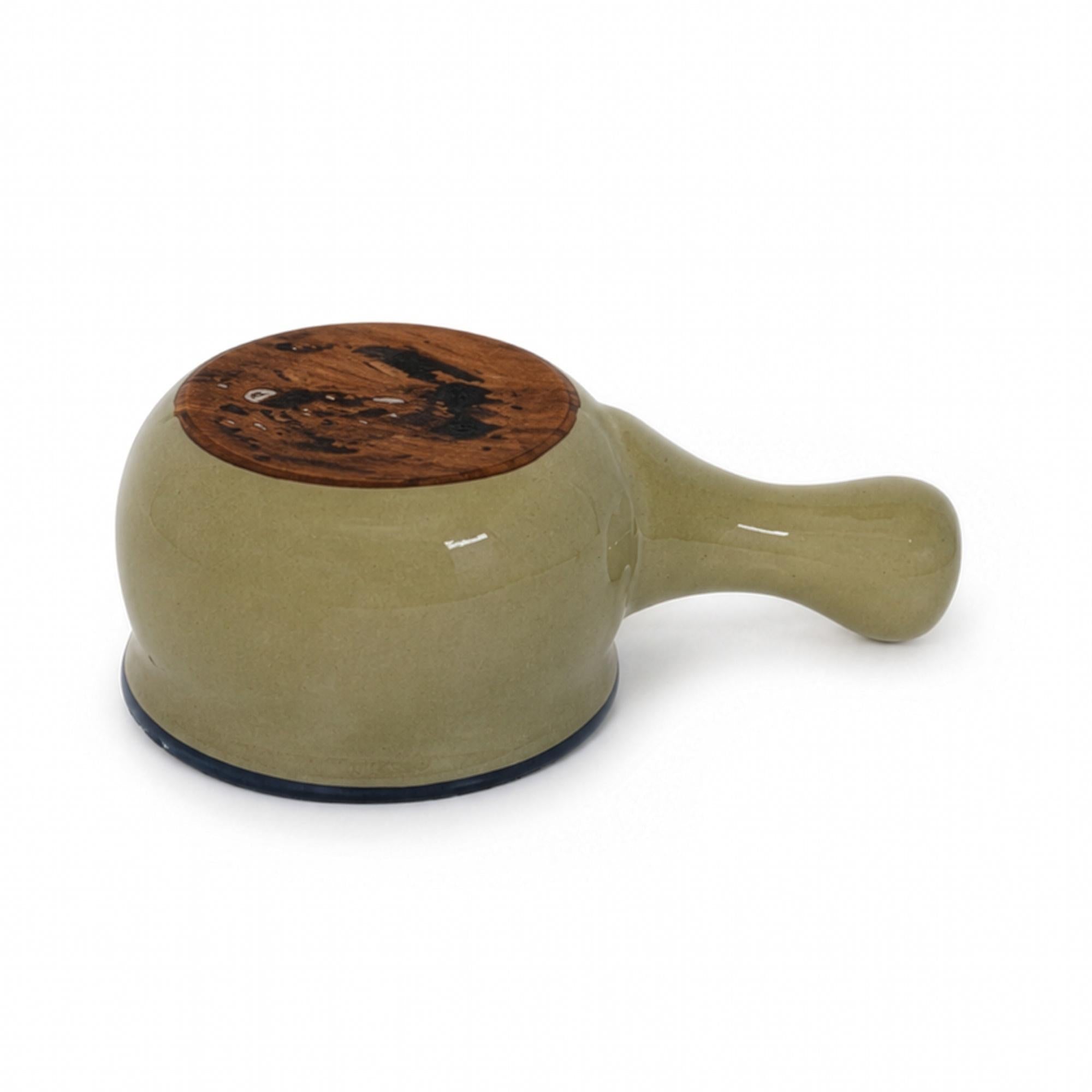 Vintage Stoneware Butter Warmers Set of Four with Metal Stands, 1970s — image 8