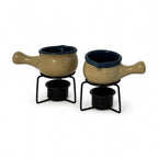 Vintage Stoneware Butter Warmers Set of Four with Metal Stands, 1970s — image 12