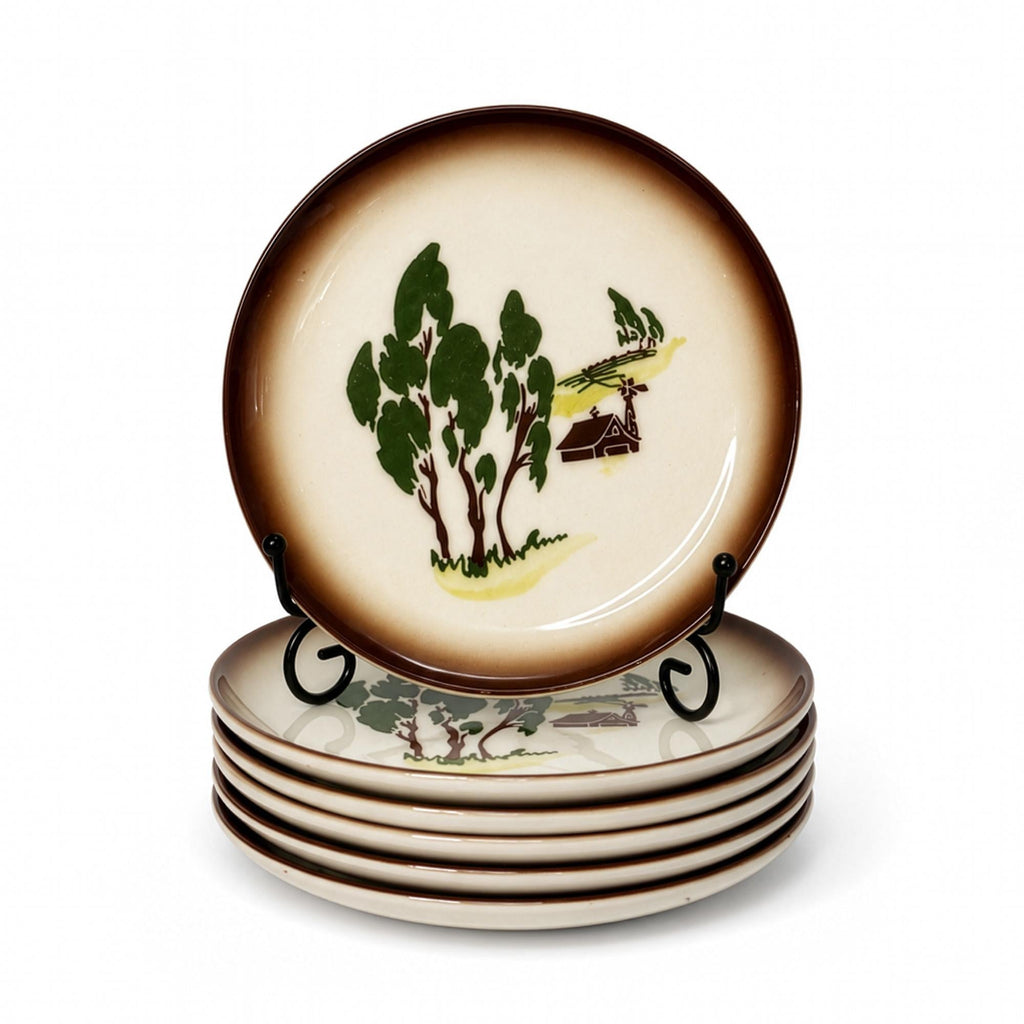 Set of Six Vintage Brock of California Snack Plates, Farmhouse Style — image 5