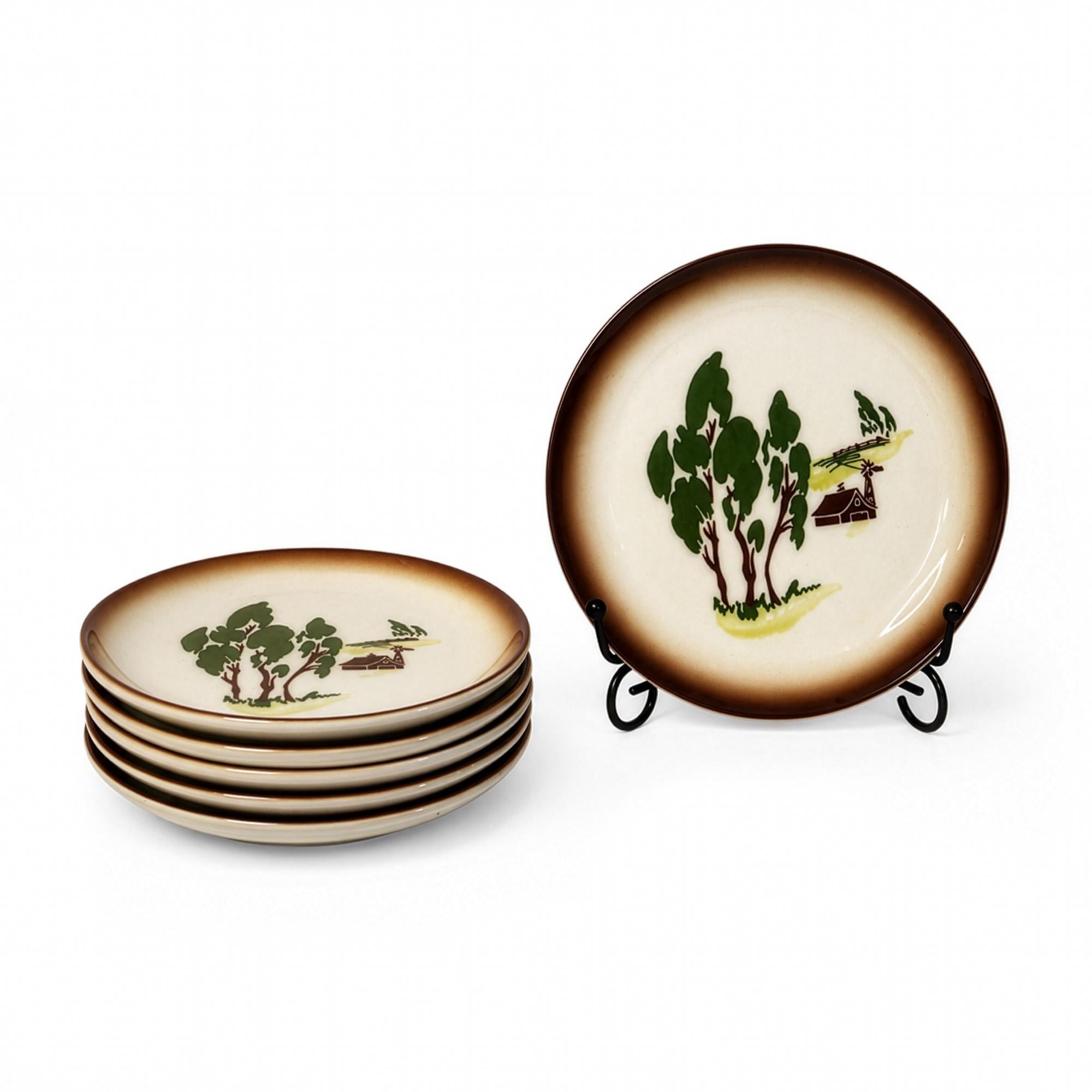 Set of Six Vintage Brock of California Snack Plates, Farmhouse Style — image 6