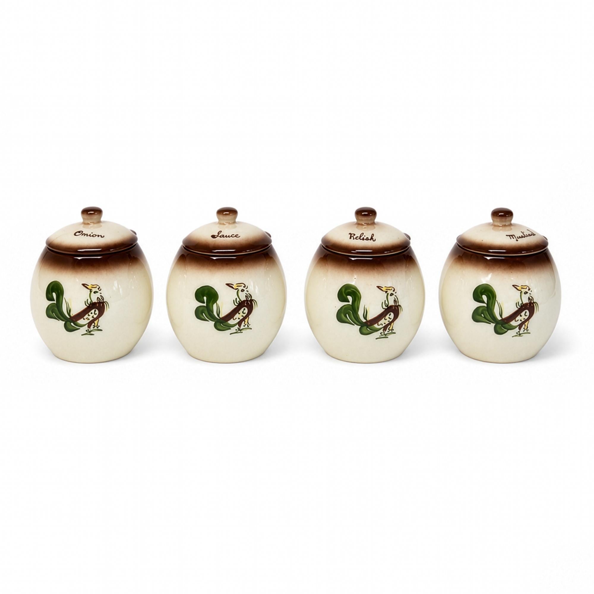 Vintage Brock of California Chanticleer Ceramic Condiment Jar Set — image 3