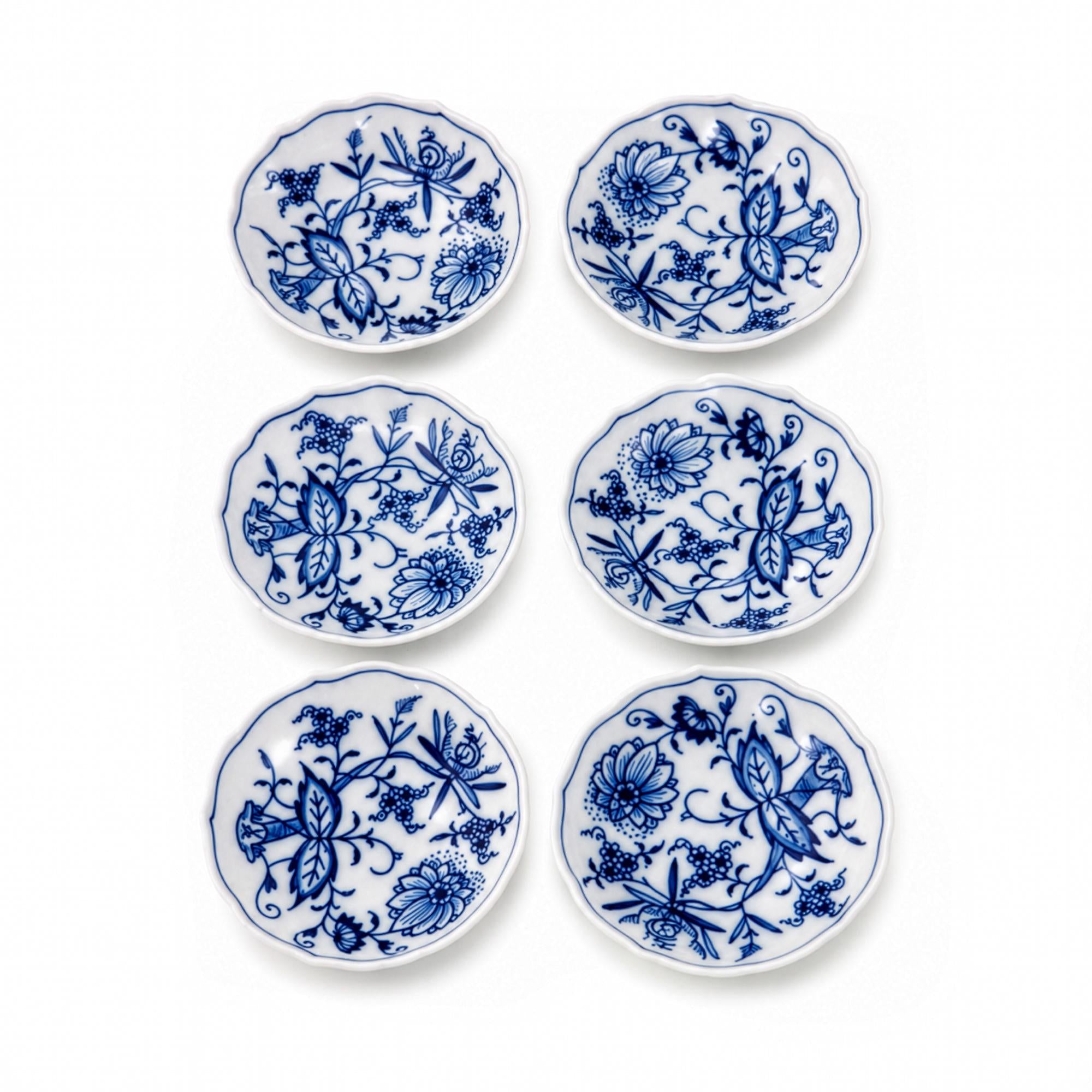 Set of 6 Vintage Meissen Blue Onion Butter Pats, Cobalt Porcelain — image 2