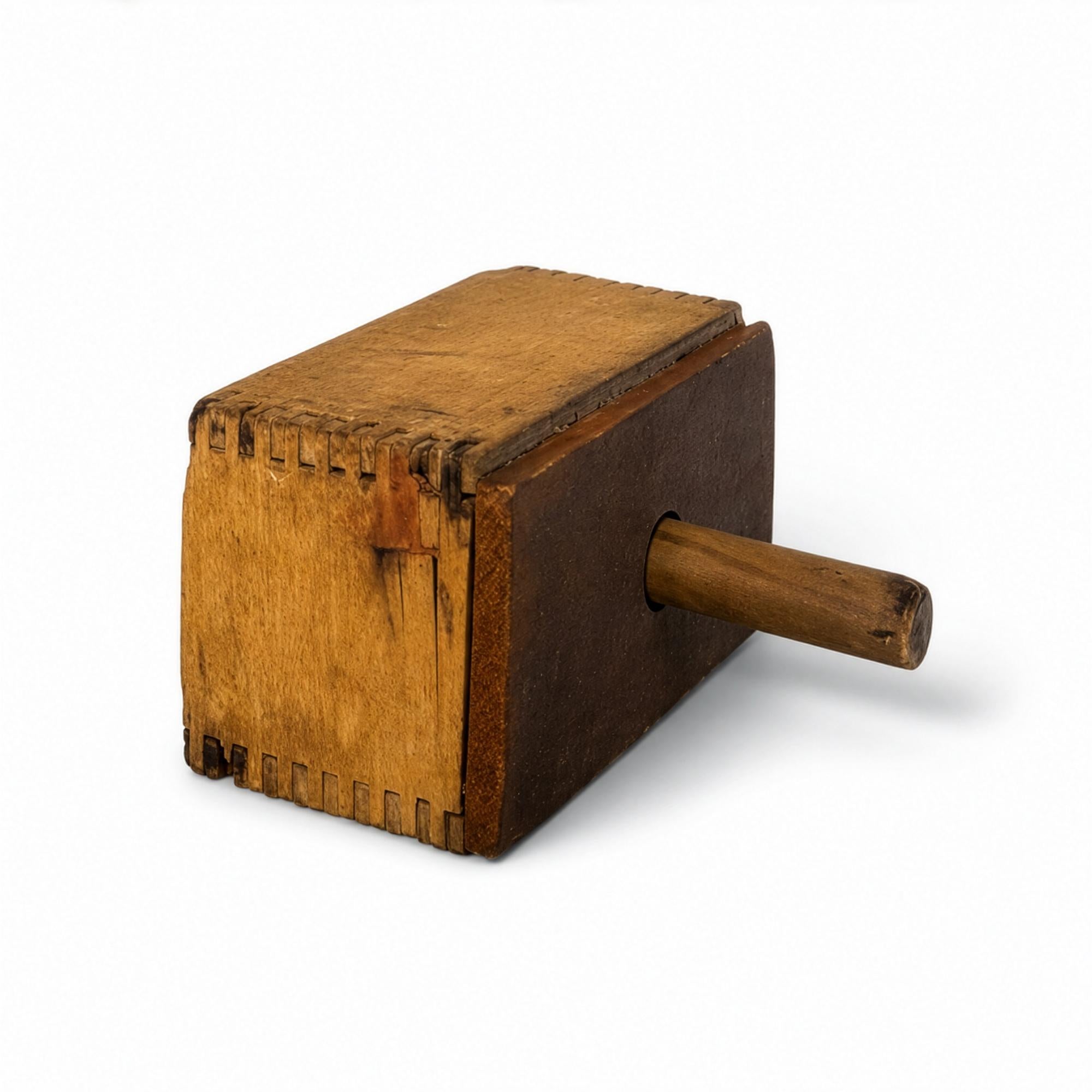 Vintage Wooden Butter Mold and Press, Rectangular Box, Folk Art — image 4