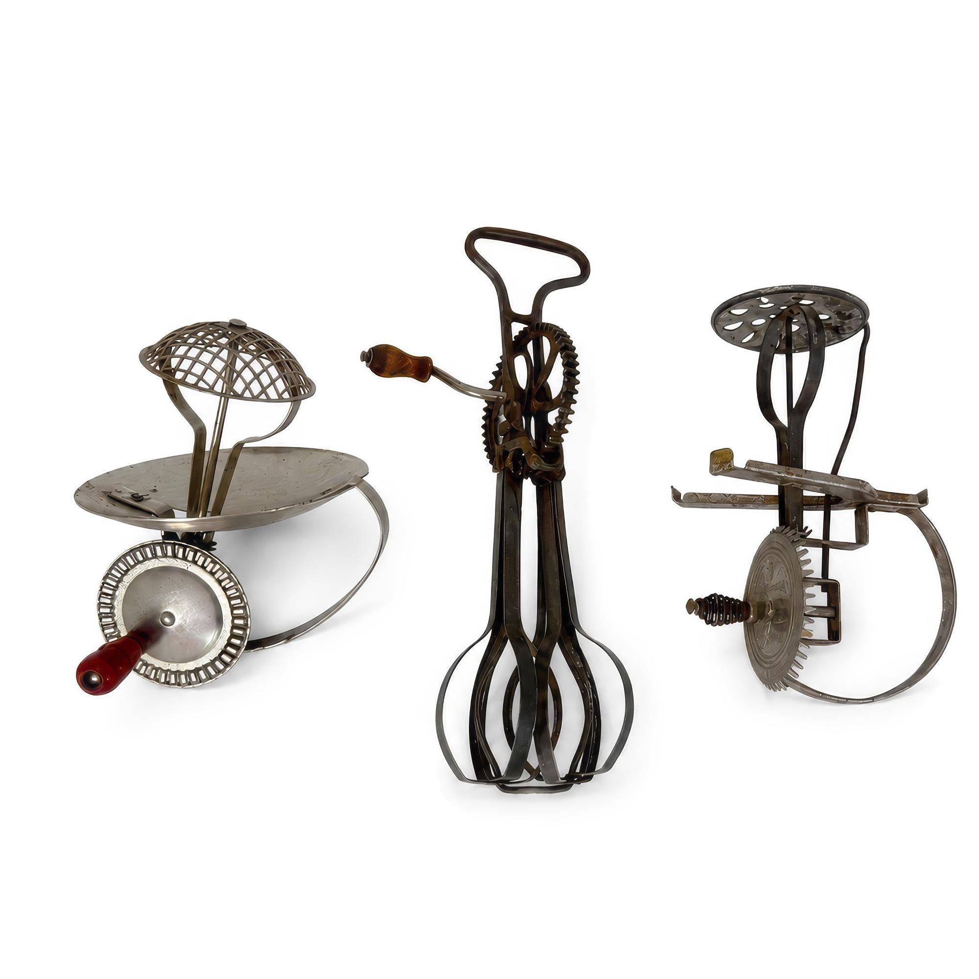 Set of Three Early 20th Century Metal and Wood Kitchen Utensils — image 2