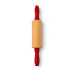 Vintage Wooden Rolling Pins Set with Red Handles and Wall Rack — image 9