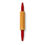 Vintage Wooden Rolling Pins Set with Red Handles and Wall Rack — image 10