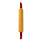 Vintage Wooden Rolling Pins Set with Red Handles and Wall Rack — image 12