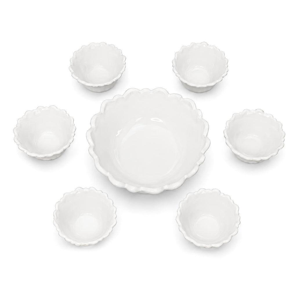 Vintage Indiana Glass Wild Rose Milk Glass Seven-Piece Bowl Set, 1960s — image 2