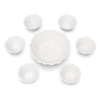Vintage Indiana Glass Wild Rose Milk Glass Seven-Piece Bowl Set, 1960s — image 2