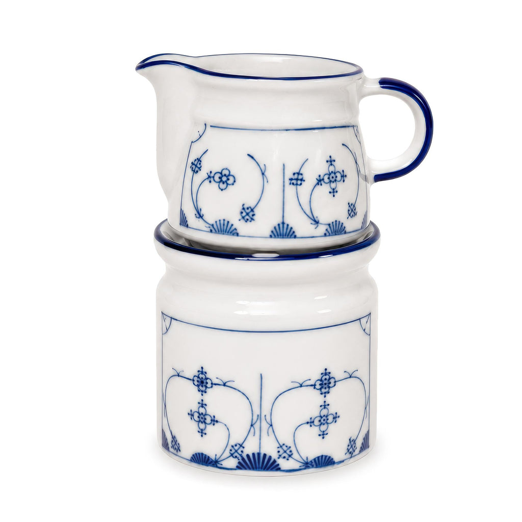 Set of Two Vintage German Blue and White Ceramic Butter Warmers — image 3